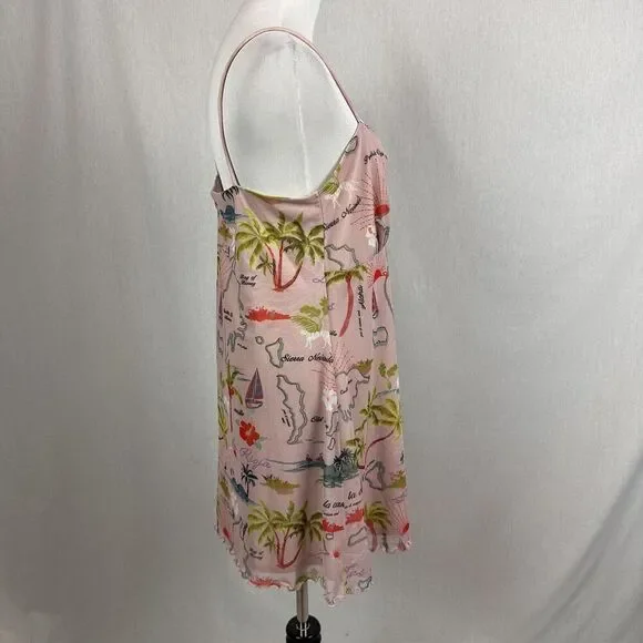Urban outfitters Elodie printed mini dress tropical pink babydoll size XL - Picture 5 of 7